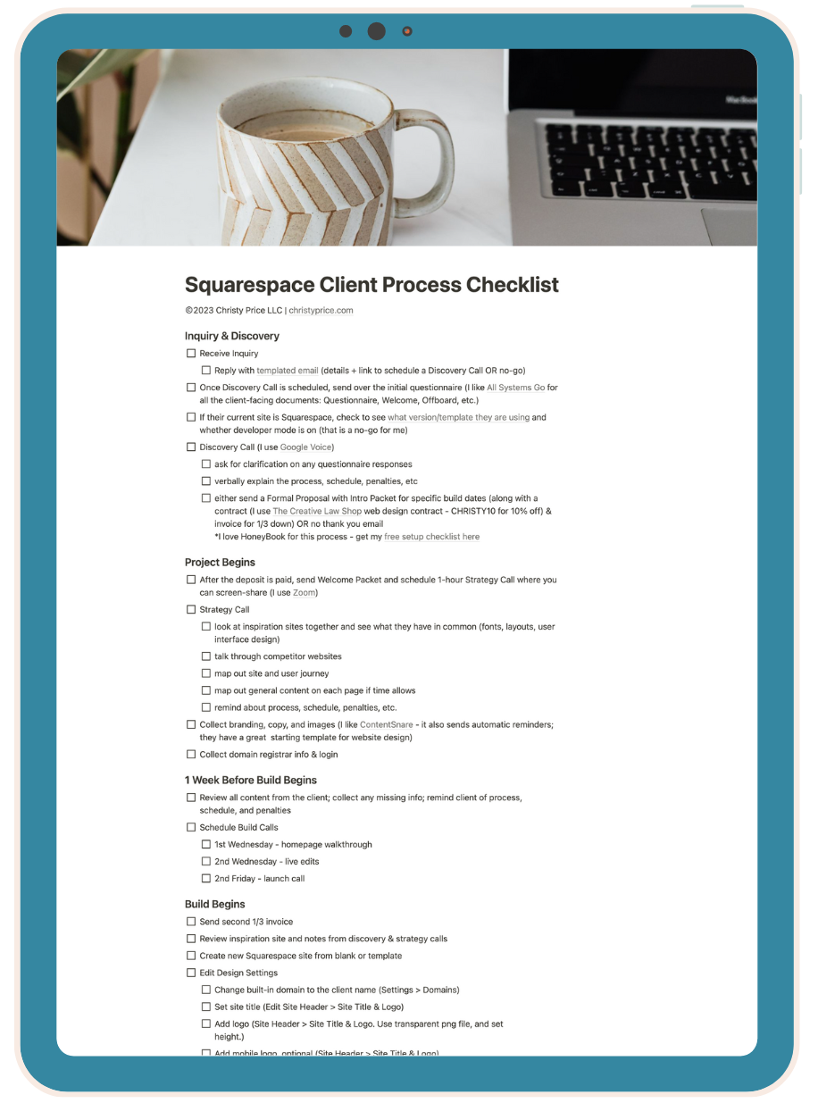 client process checklist